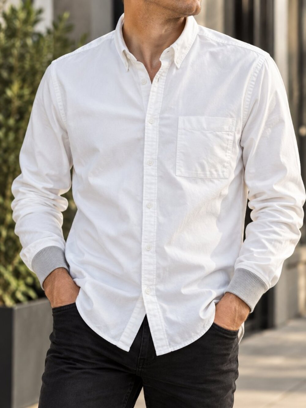 Zanerobe Ribbed Cuff Cotton Shirt LARGE